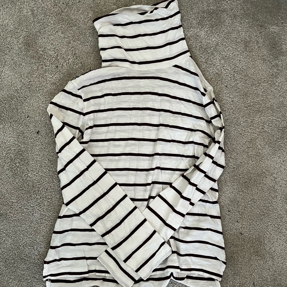 Madewell Maroon and White Striped Top